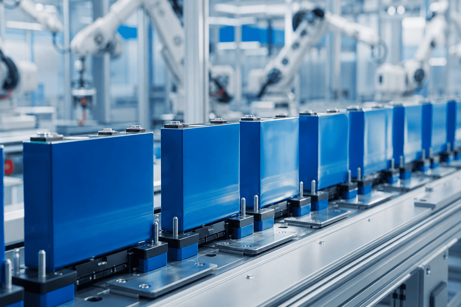 Large-format prismatic LFP battery cells on a clean production line